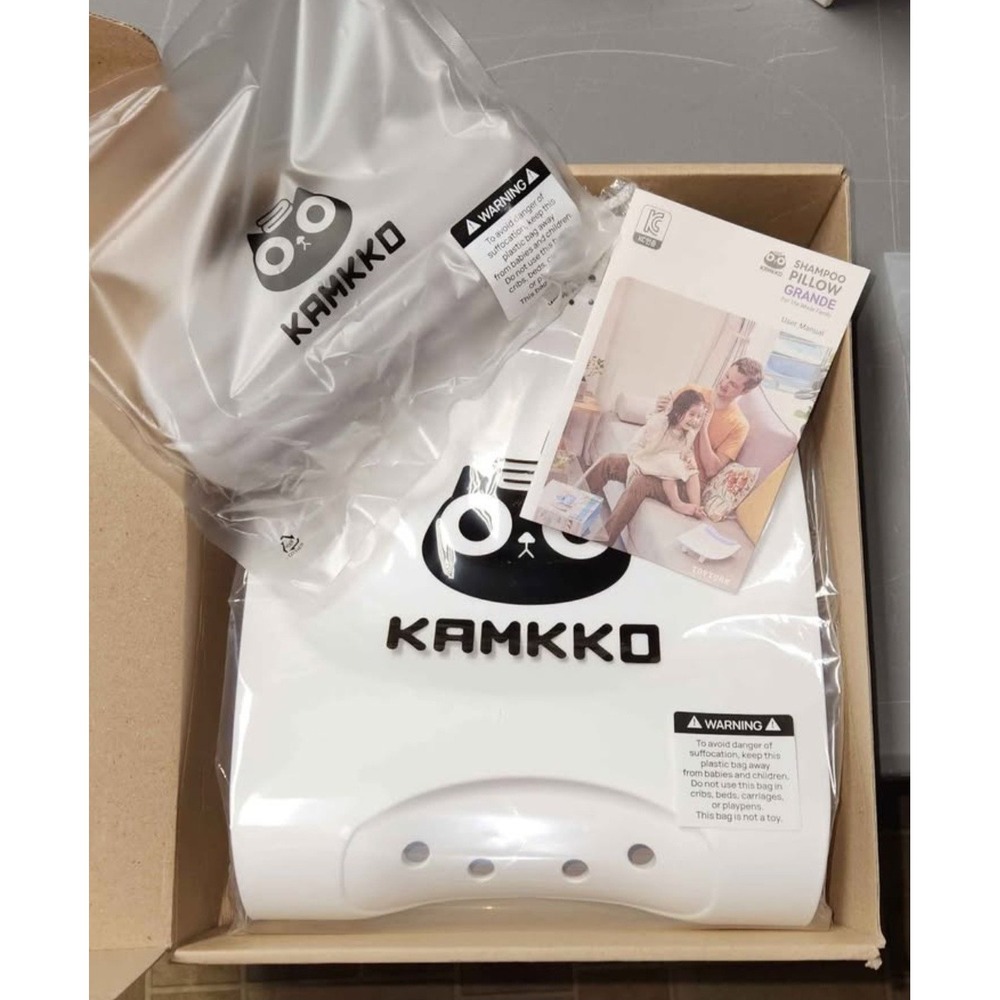 Kamkko Shampoo Bowl w/ Neck Rest Kids Portable Hair Washing Station White Grey